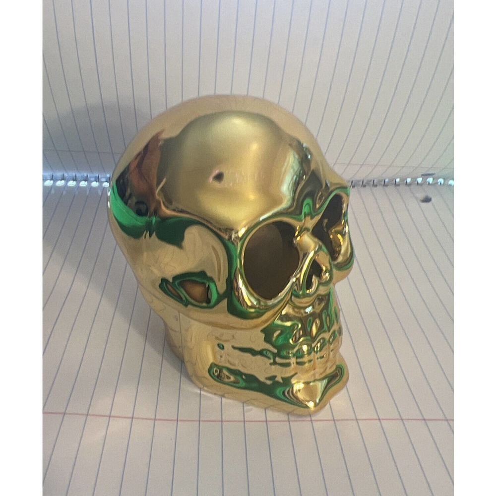 Porcelain Reflective Gold Colored‎ Skull - Picture 4 of 6